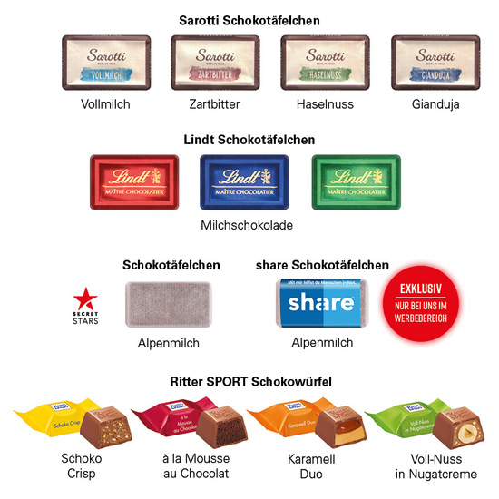 Adventskalender Haus, Lindt Schokotäfelchen