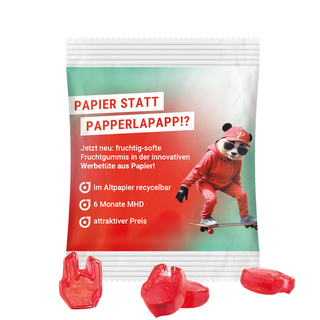 Minitüte Sonderform, 10 g, recyclingfähiges Papier, weiß, Fruchtgummi , 10 % Fruchtsaftanteil
