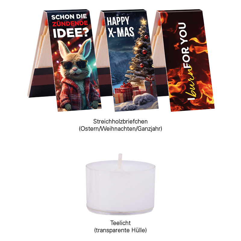 Klappbox S, Teelichter & Streichhölzer Ostern