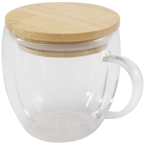 Lenora 250 ml Glasbecher mit Bambusdeckel