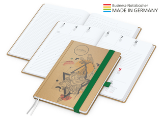 Buchkalender Match-Hybrid White Bestseller A5, Natura braun-individuell, grün