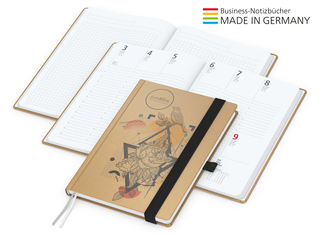 Buchkalender Match-Hybrid White Bestseller A5, Natura braun-individuell, schwarz