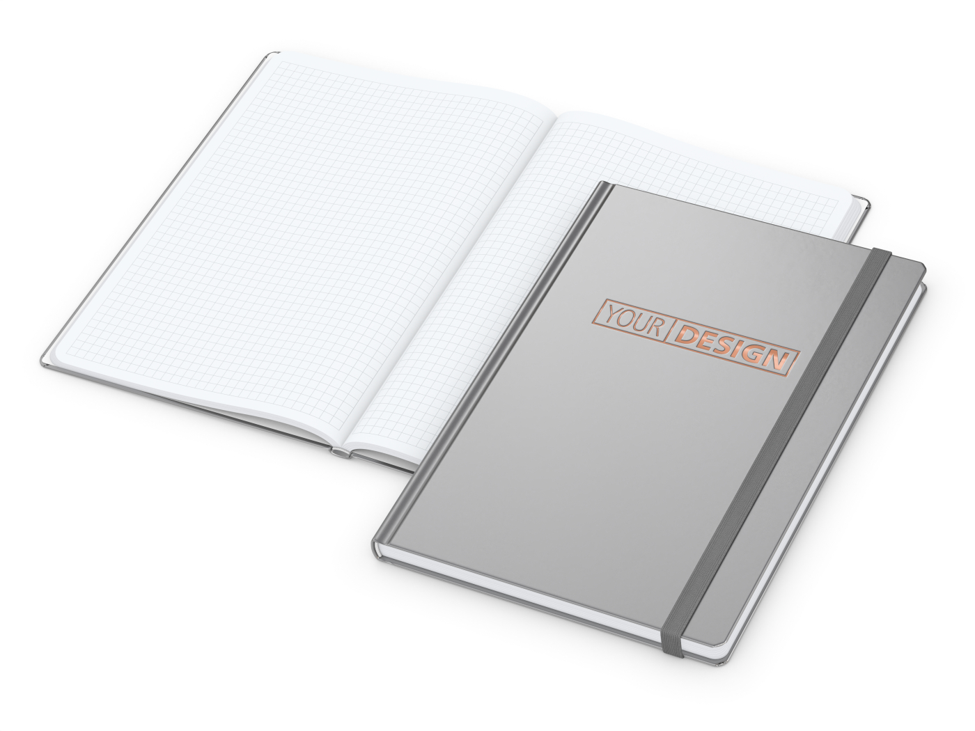 Notizbuch Easy-Book Comfort Bestseller, Large, silber inkl. Kupferprägung