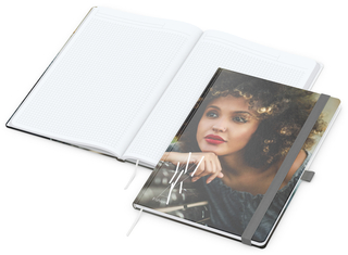 Notizbuch Match-Book White Bestseller, A4, Cover-Star, matt-individuell, silbergrau