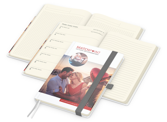 Wochenplaner Match-Hybrid Creme Bestseller, Cover-Star matt, silbergrau