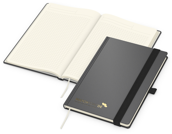 Notizbuch Vision-Book Creme Bestseller, A5, anthrazit inkl. Goldprägung