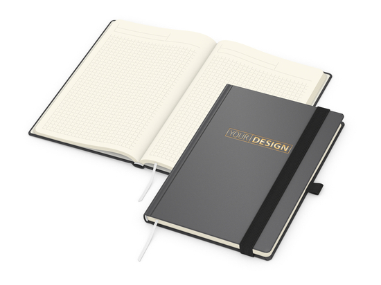 Notizbuch Vision-Book Creme Bestseller, A5, anthrazit inkl. Goldprägung