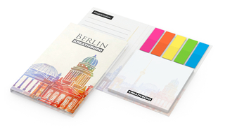 Haftnotiz-Set Berlin Naturkarton, 3 × 40 Brillantmarker, weiß-individuell