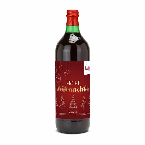 Glühwein - Flasche grün, 1 l - individuelles Etikett 2K1941