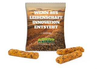 Rustini Vollkorn Sticks im Werbetütchen 10 g Tomate & Emmentaler Papier/PE-Verbundfolie weiß