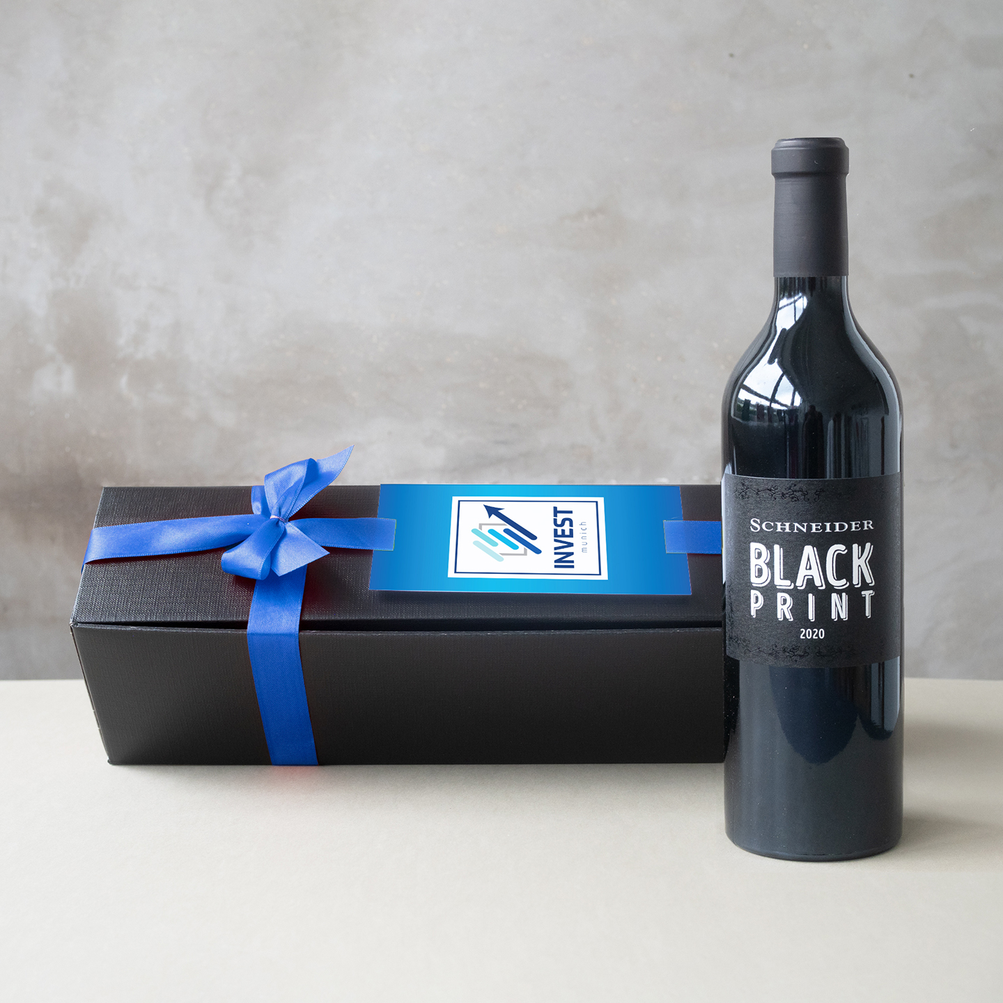 Black Print in edler Geschenkbox 750 g  Blaue Schleife