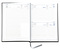 Buchkalender "Trend Chefkalender D" im Format 14,5 x 20,5 cm, deutsches Kalendarium Grau/Blau mit Leseband, 352 Seiten Fadenheftung, Eckenperforation, Einband Slinky schwarz