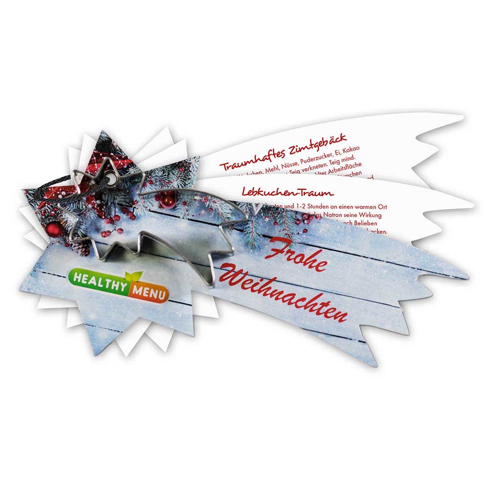 Backförmchen mit Rezeptblock Komet - in weihnachtlicher Mappe (neutral)