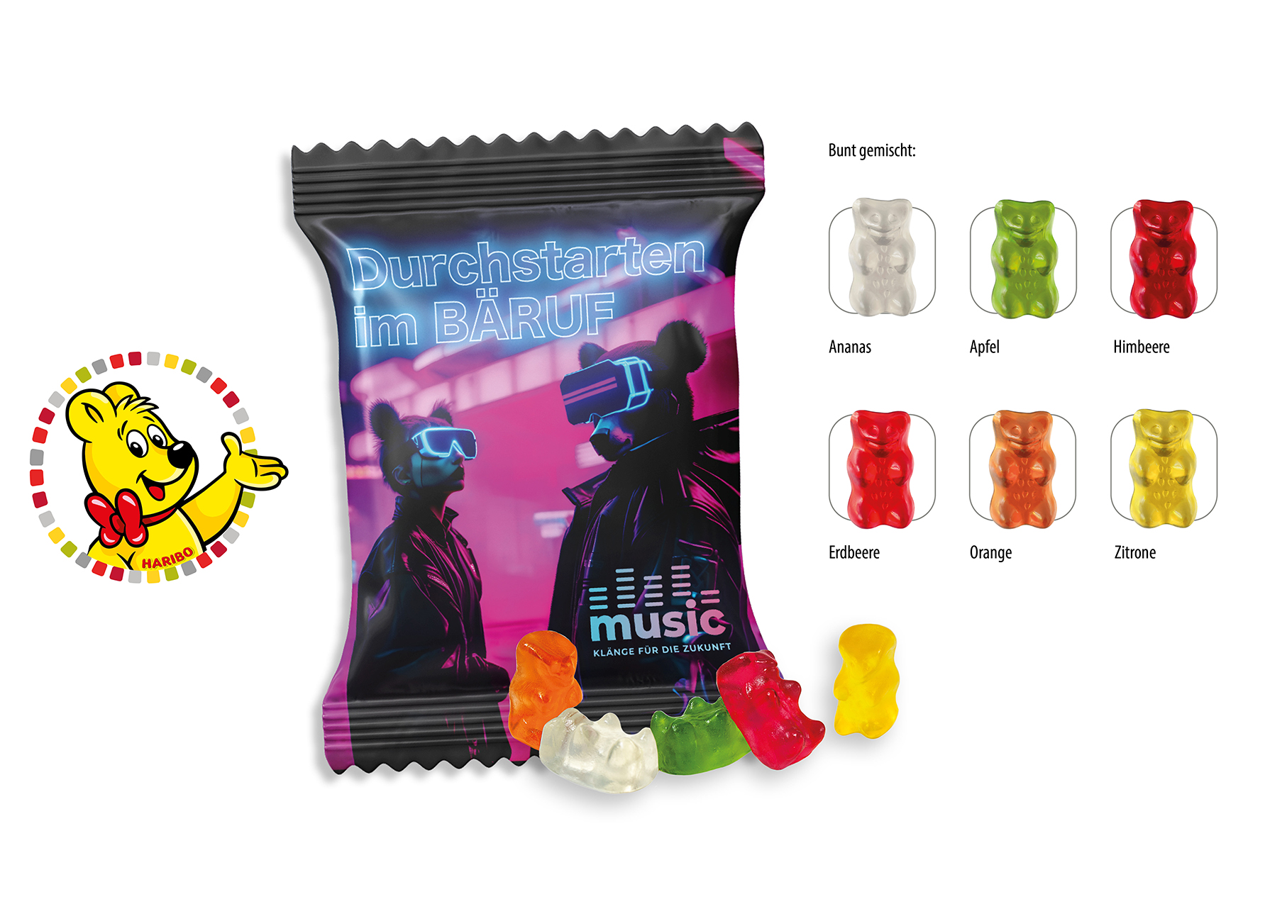 HARIBO Standardformen Werbetüte, Inhalt: HARIBO Herzen sortenrein