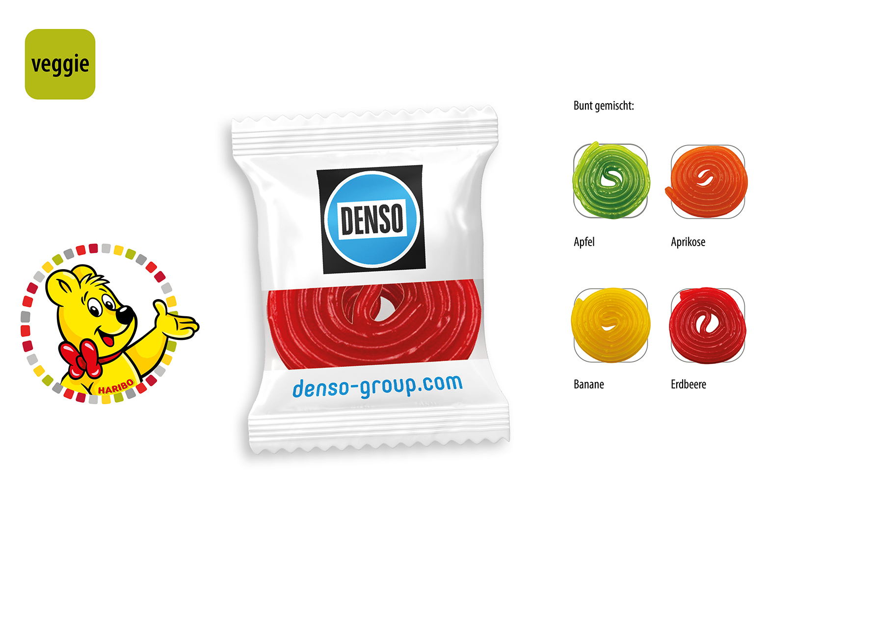 HARIBO Fruchtschnecke Werbetüte, Inhalt: HARIBO Fruchtschnecke ca. 8 g