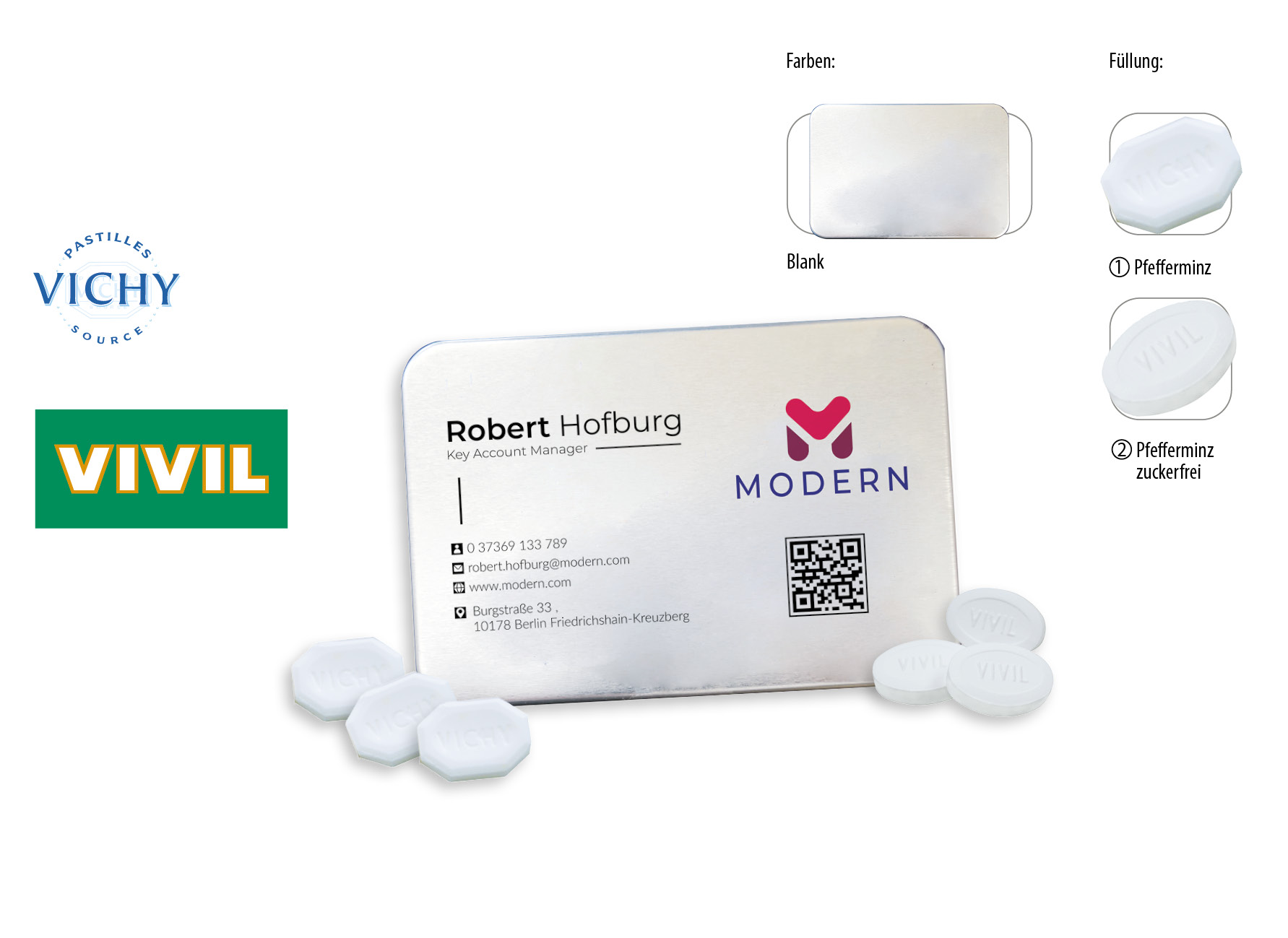 Visitbox, Inhalt: Pastille de Vichy (Dose) ca. 27 g
