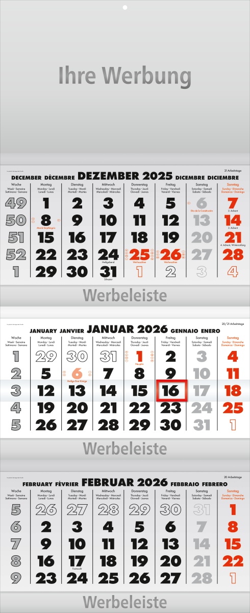 Dreimonatsplaner Business-trio-plus grau