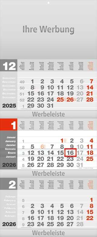 Dreimonatsplaner Design-trio-plus grau