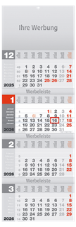 4-Monatskalender Design-quattro rot