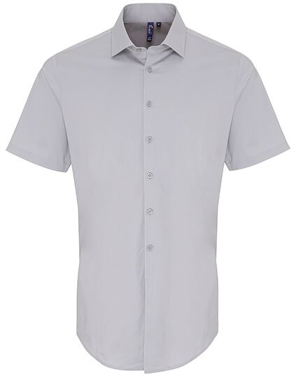 Mens Stretch Fit Poplin Short Sleeve Cotton Shirt