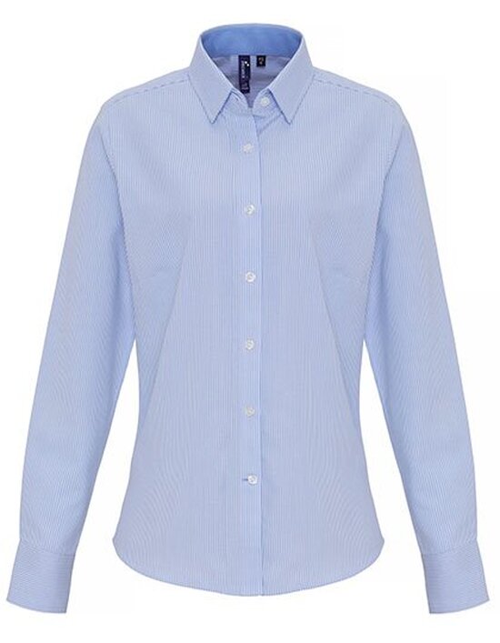 Ladies Cotton Rich Oxford Stripes Shirt